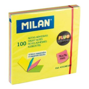 Bloc notes adeziv 76x76 mm 4 culori neon MILAN