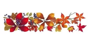 Autocolant static pentru fereastra, orizontal - frunze si fructe de toamna (59x15cm)
