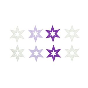 Set 8 figurine din fetru stele alb, violet deschis, violet, cu 6 varfuri, 5 cm