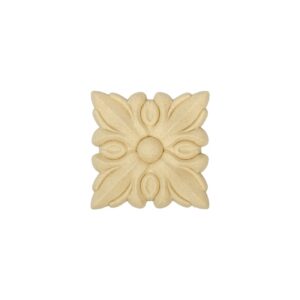 Ornament din lemn termoplastic - floare patrata, 5 x 5 x 0.7 cm