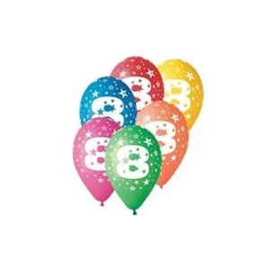 Baloane colorate Gemar - 30 cm, cifra 8