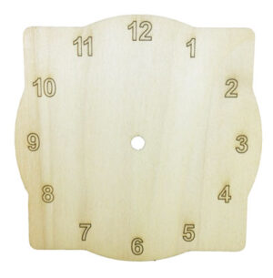 Cadran ceas din lemn - model rotund patrat cu cifre arabe, 15 x 15 cm