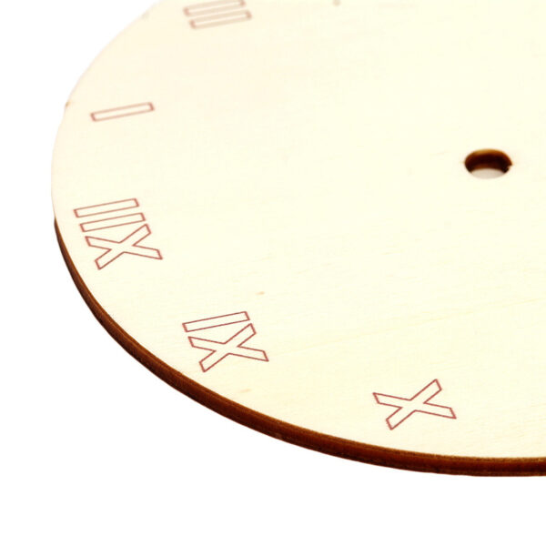 Cadran ceas din lemn - model rotund cu cifre romane, 15 cm