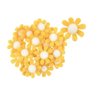 Set 18 flori autoadezive din fetru, galben - 3.5 cm