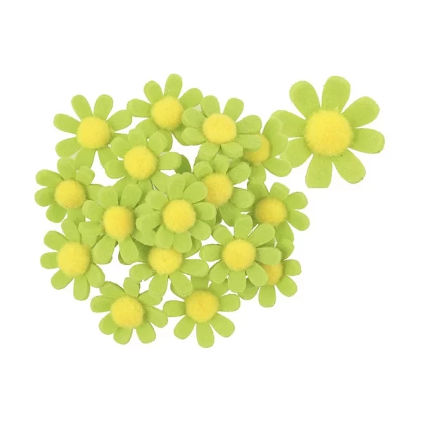 Set 18 flori autoadezive din fetru, verde - 3.5 cm