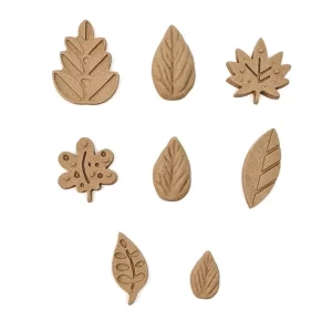 Set 8 ornamente din lemn termoplastic - frunze