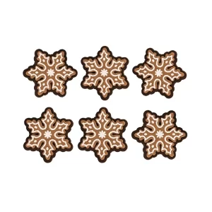Set 6 fulgi decorative de craciun tip turta dulce din fetru, cu clestisor, 5 cm